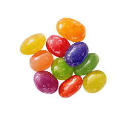 Colorful Jelly Beans Stacked in a Pile isolated on transparent background.