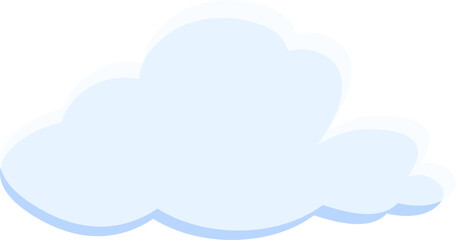 Cute cartoon vector cloud in soft blue and white tones, ideal for weather icons, sky backgrounds, children’s designs, or digital patterns.