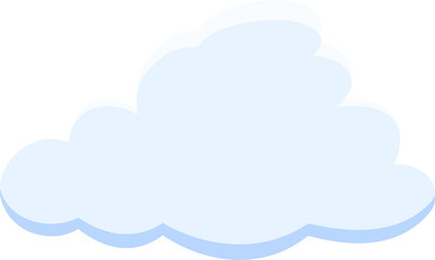 Cute cartoon vector cloud in soft blue and white tones, ideal for weather icons, sky backgrounds, children’s designs, or digital patterns.