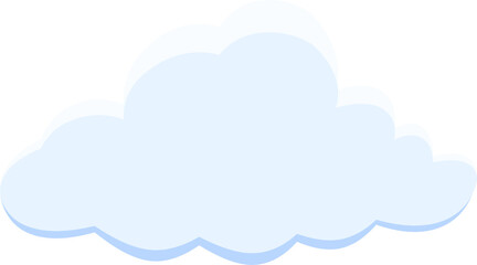 Cute cartoon vector cloud in soft blue and white tones, ideal for weather icons, sky backgrounds, children’s designs, or digital patterns.