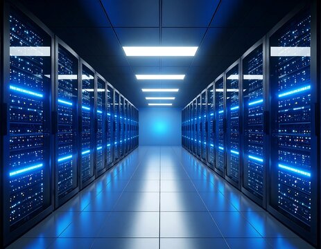 Server room interior, futuristic