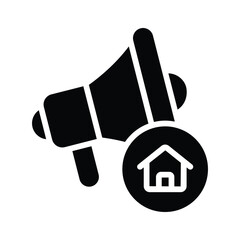 A captivating glyph icon showing property marketing with megaphone