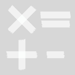 Set of different size adhesive tape on gray background. scotch, adhesive tape collection, different size transparent tape pieces. vector set