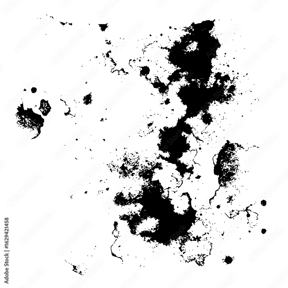 Poster abstract black ink splatter and grunge texture on a white background creating a distressed effect ar