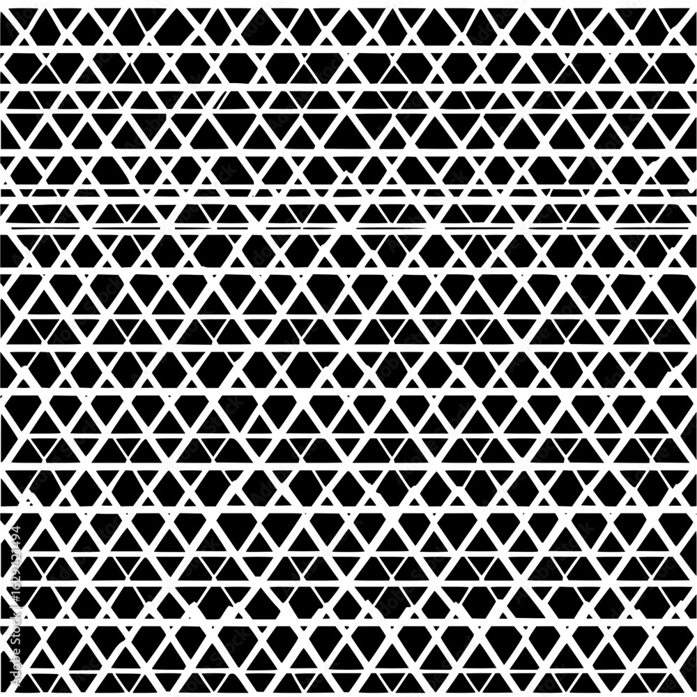 Aufkleber repeating triangle pattern with horizontal lines in black and white creating a geometric design elem