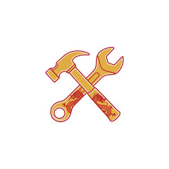 Hammer and Wrench Vector Icon. Tools for Repair and Maintenance Illustration.