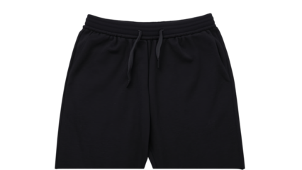 Casual black shorts for men, featuring an elastic waistband and two side pockets, perfect for relaxed outings.