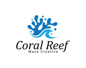 coral reef logo creative design concept wave beach icon symbol