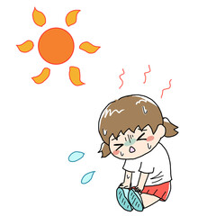 熱中症になってる子ども　猛暑日