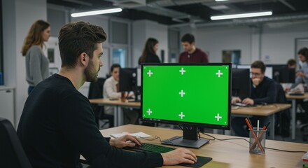 Man working on computer in office