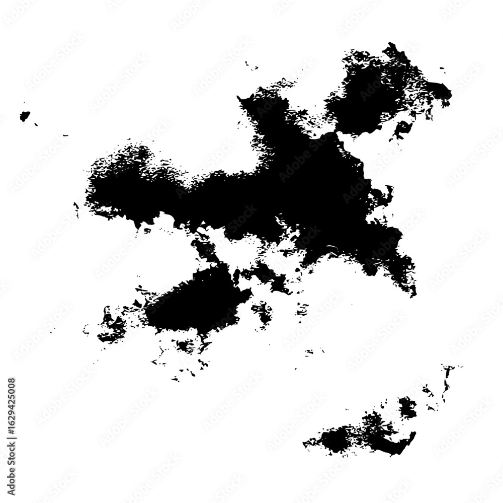 Aufkleber abstract black ink blot with textured edges on a white background creating a dynamic and organic sha