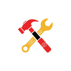 Hammer and Wrench Vector Icon. Tools for Repair and Maintenance Illustration.