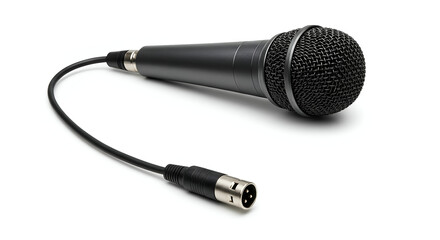 High-Quality Black Microphone with Cable for Professional Audio Recording and Live Performance