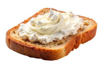 Toasted bread with cream cheese isolated on white background
