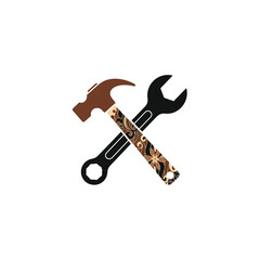 Hammer and Wrench Vector Icon. Tools for Repair and Maintenance Illustration.