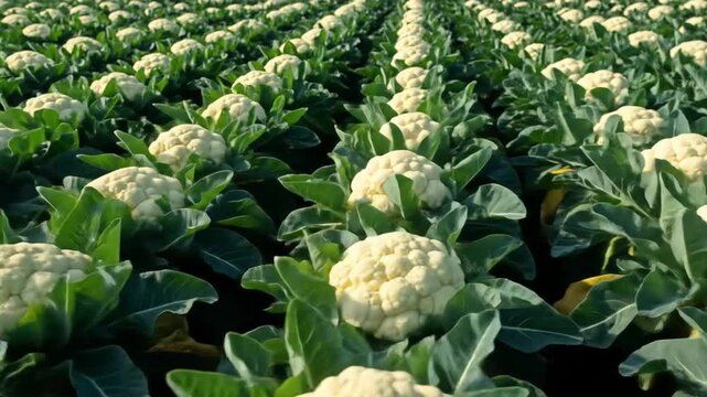 Rows of Cauliflower in Agricultural Field for Agriculture