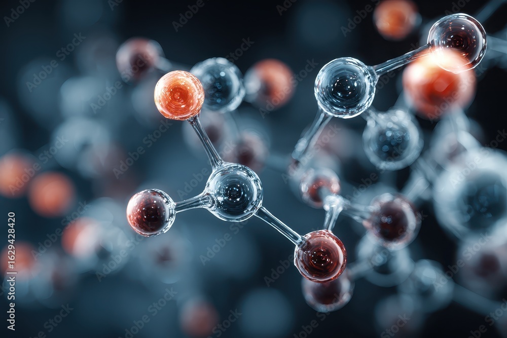 Poster abstract structure demonstrating molecular and atomic formations representing scientific concepts an