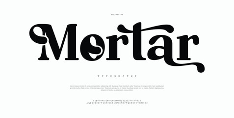 Mortar Elegant alphabet beauty logo font. Classic beautiful Modern luxury Serif Letter Minimal Fashion. Typography decoration logotype fonts, wedding, logos. vector illustration