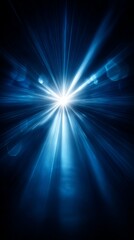 Fototapeta premium Vibrant sunburst on a deep blue horizon with radiating beams of light that create a dramatic perspective, ideal for spiritual and inspirational backgrounds