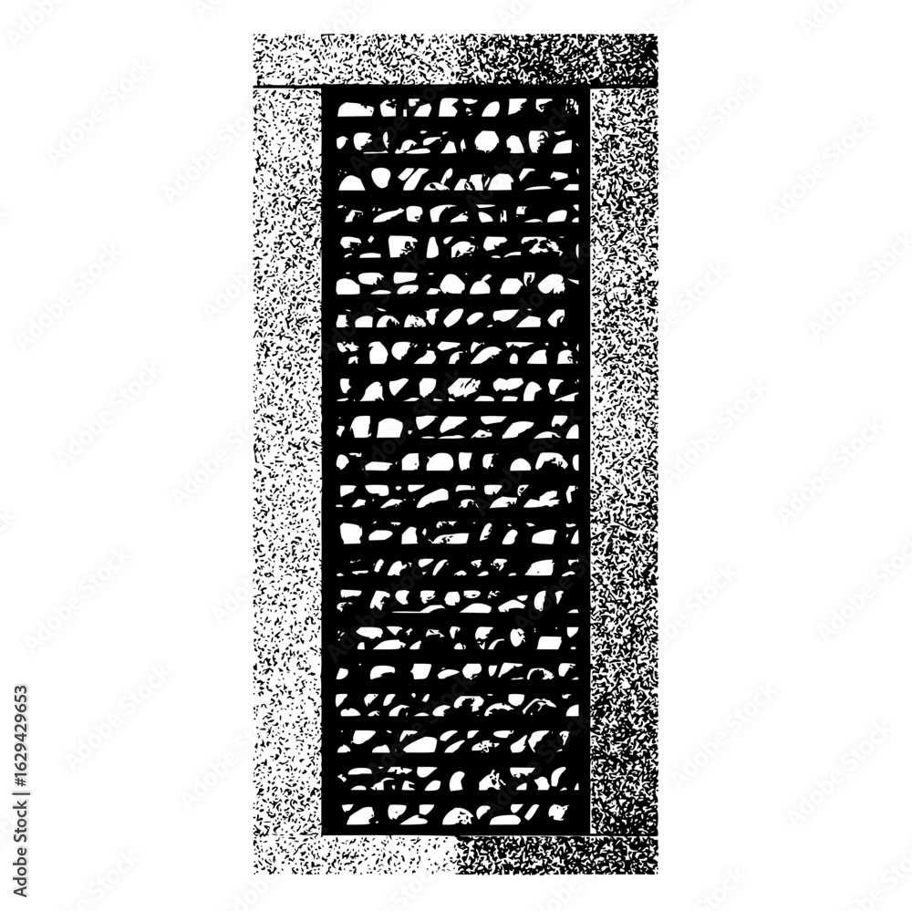 Aufkleber black rectangular pattern with horizontal lines and white oval shapes on a textured background desig