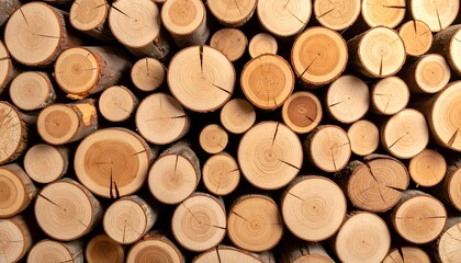 Artistic display of stacked wood logs showcasing natural tree ring patterns