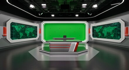 Modern broadcast studio set