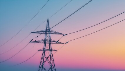 Fototapeta premium Majestic power tower against a vibrant sunset sky