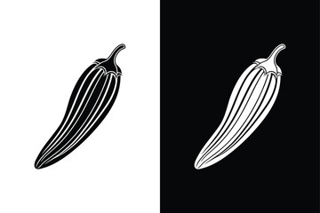 Sliced Okra Vector Art. Black and White Food Design for Packaging and Labels
