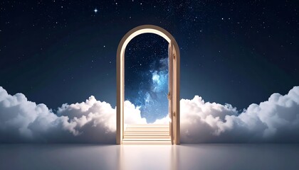 Open archway to starry night sky