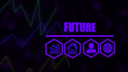 A Future business concept on a flashing computer monitor with moving graphs and data. histogram business graph Statistic and data, information infographic on digital technology strategy background.  - Powered by Adobe
