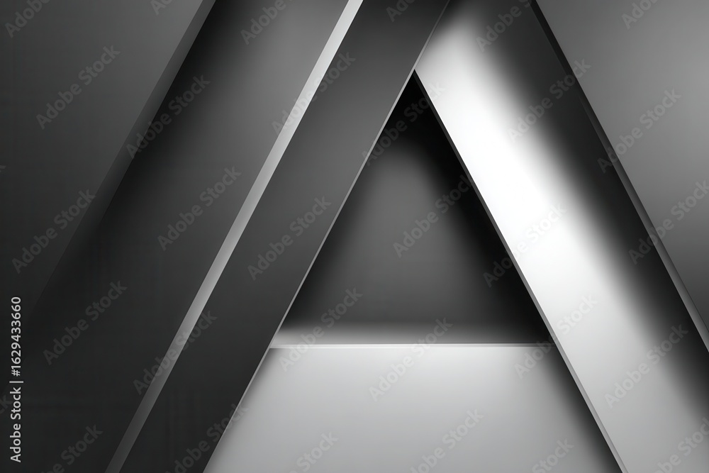 Poster dynamic interplay of black and white geometric shapes creating an abstract design with contrasting s