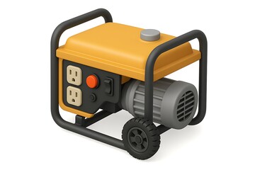 3D Yellow Portable Electric Generator with Wheels Isolated Icon