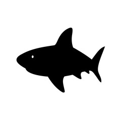 Shark silhouette vector, Ocean predator black clip art