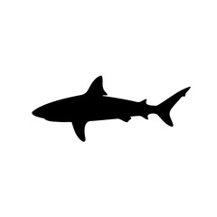 Shark silhouette vector, Ocean predator black clip art