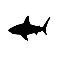 Shark silhouette vector, Ocean predator black clip art