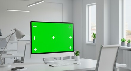 Obraz premium Modern office workspace computer mockup