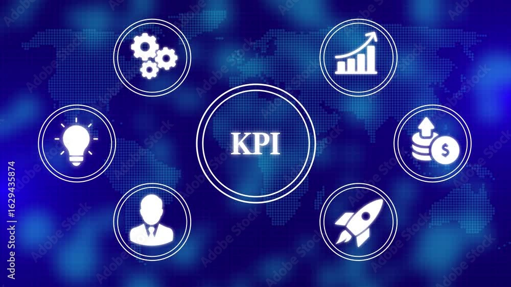 Poster kpi key performance indicator for business concept. business, technology, internet and network conce