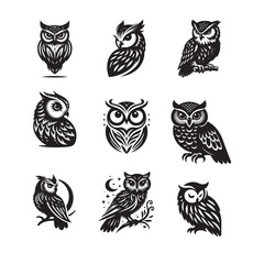Obraz premium set of owl icons