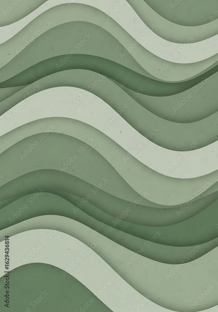 Poster subtle undulating waves of varied greens create a soothing textured composition