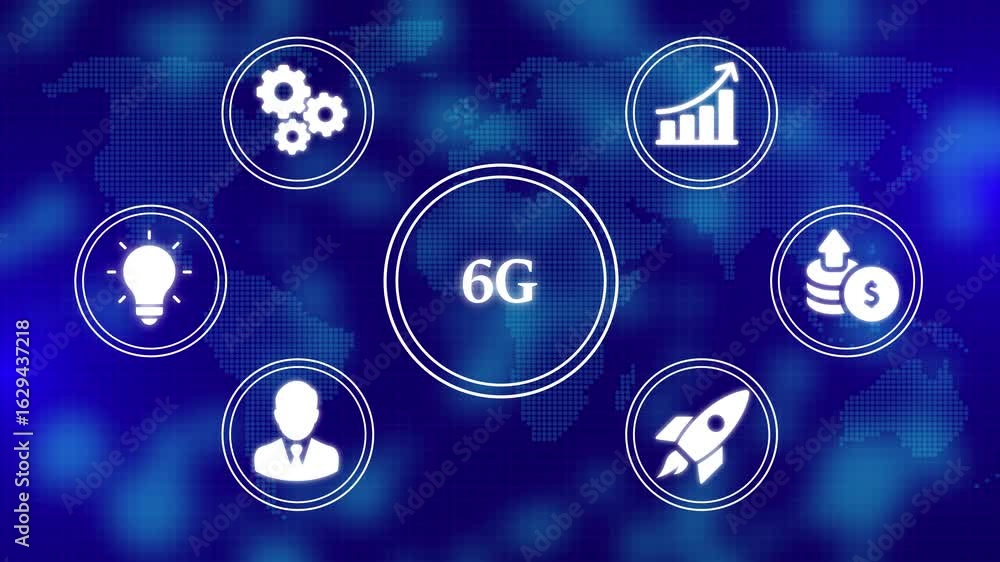 Poster the concept of 6g network, high-speed mobile internet, new generation networks. business, modern tec