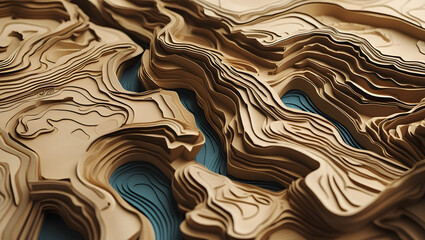 Papercut Topographic Landscape Background