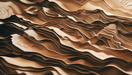 Papercut Topographic Landscape Background