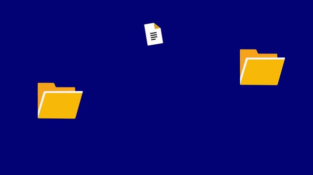 Two folders file transfer animation seamless loop. Suitable for business, data management, transfer, and document related concepts. Document transferring between two folders 