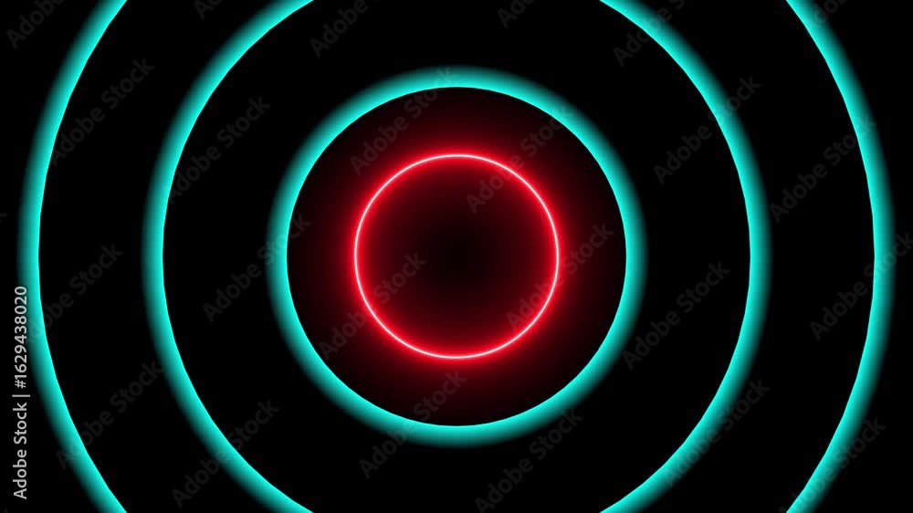 Poster neon line futuristic abstract background with glowing blue circles and a star-filled sky, ideal for 