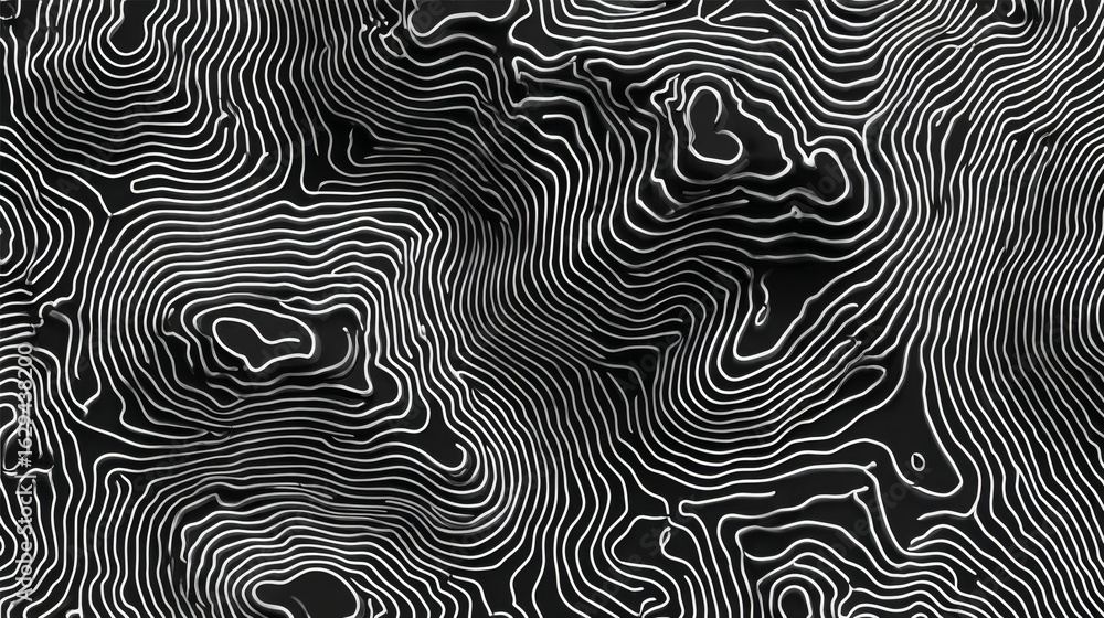 Poster a modern surface decoration design features abstract black and white wavy lines that create a seamle
