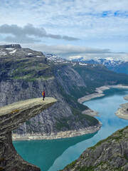 Majestic cliffside vista over a stunning fjord landscape in Norway
