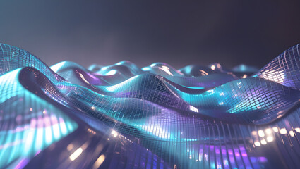 Futuristic Holographic Mesh Grid Abstract Background