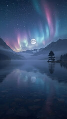 rainbow in the night sky