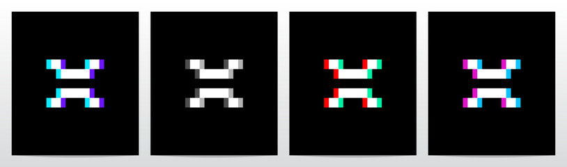 Glitch Modern Colorful Neon Letter Initial Logo Design X