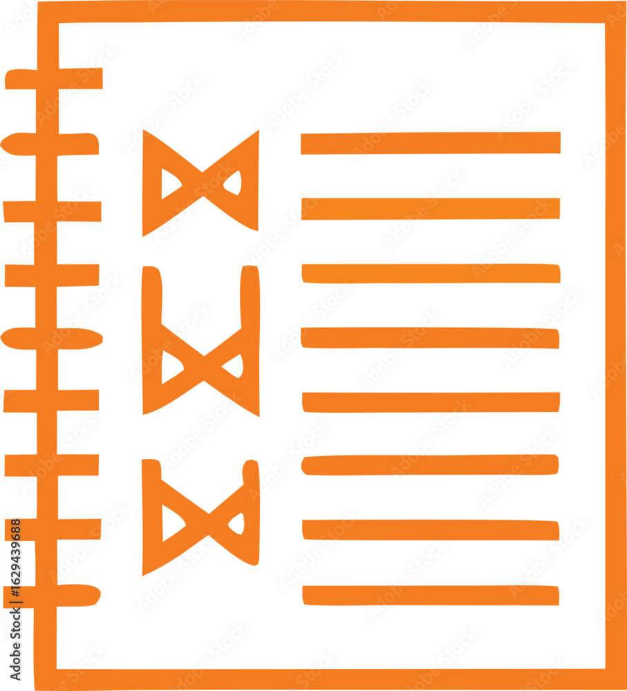 Poster visual representation of a checklist or to do list with three completed tasks marked by orange bow t